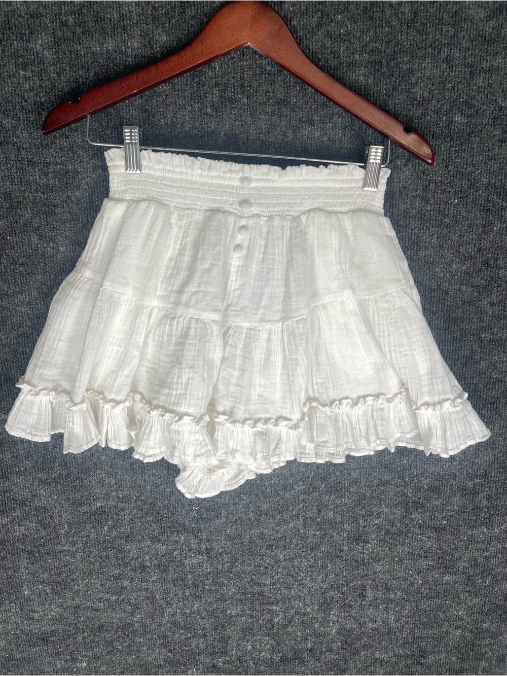 White Ruffled Tiered Mini Shorts